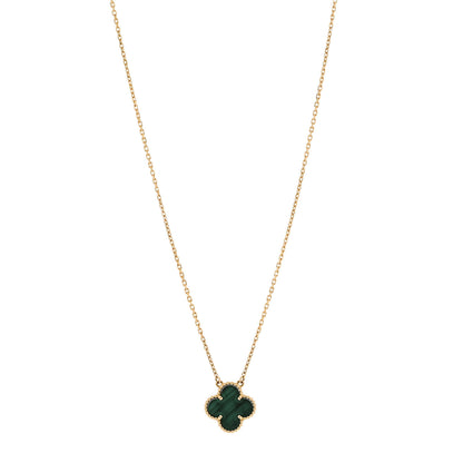 Van Cleef & Arpels 18K Yellow Gold Malachite Vintage Alhambra Pendant Necklace 1 of 5
