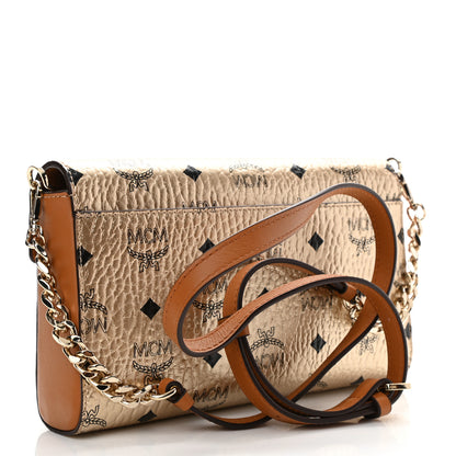 MCM Metallic Visetos Medium Millie Crossbody Bag Berlin Gold 3 of 9