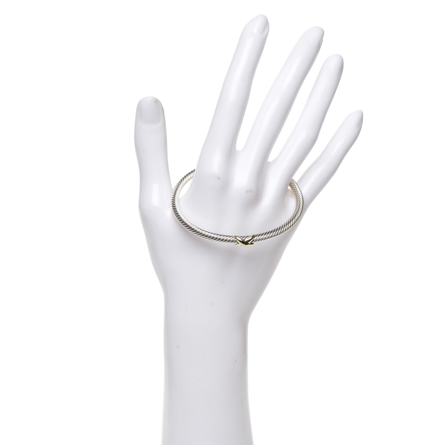 Sterling Silver 18K Yellow Gold 4mm X Station Cable Bracelet