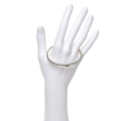 David Yurman Sterling Silver 18K Yellow Gold 4mm X Station Cable Bracelet 2 of 5