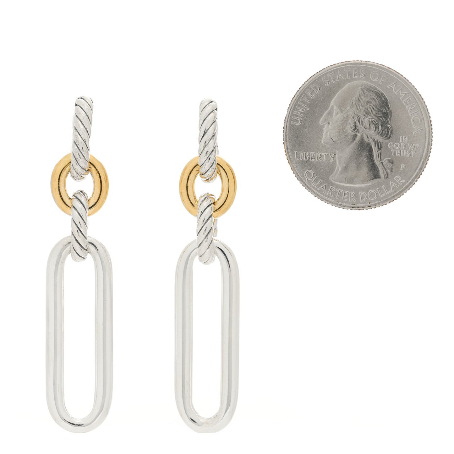 Sterling Silver 18K Yellow Gold Lexington Double Link Drop Earrings