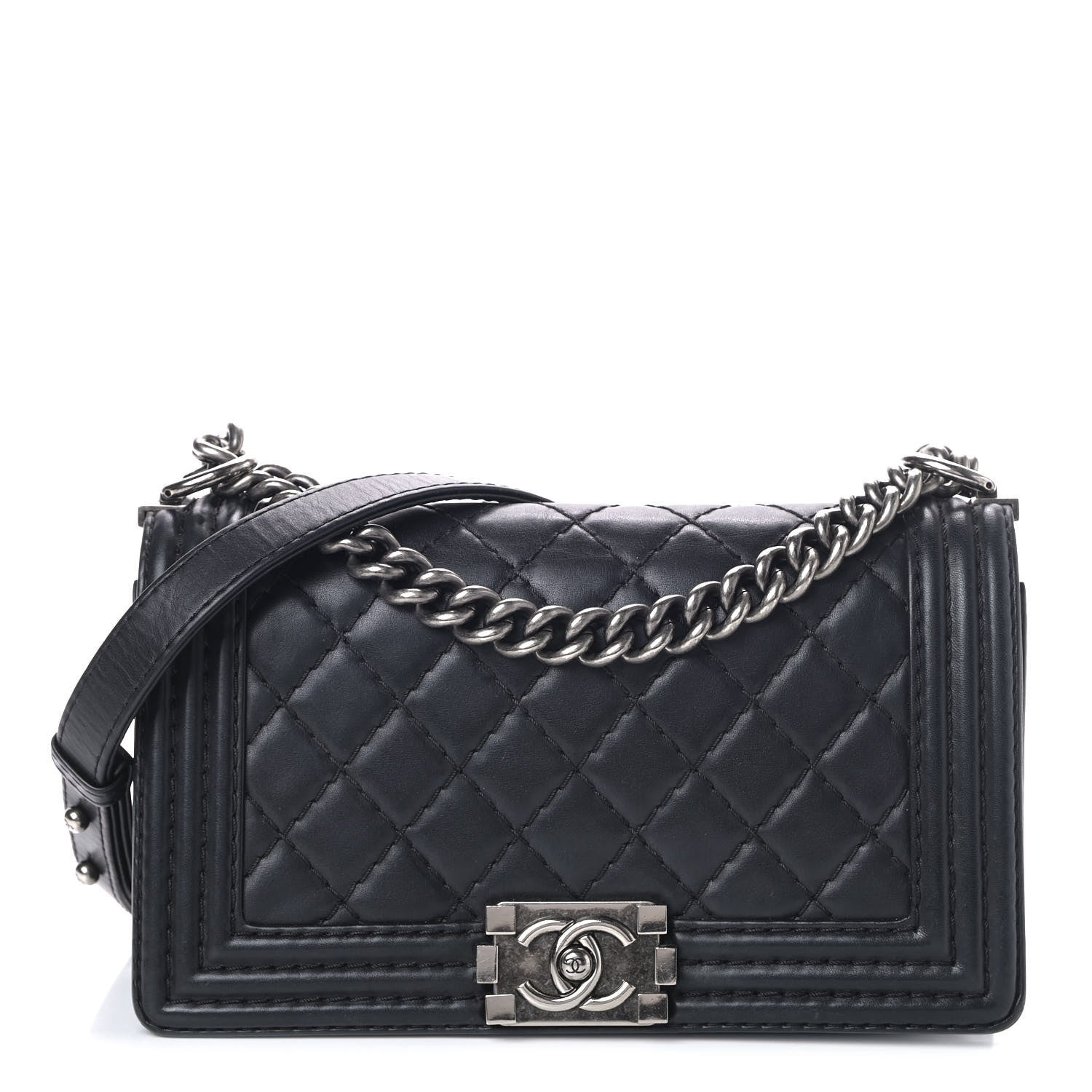 Chanel Calfskin Quilted Medium Boy Flap Black 1 of 8
