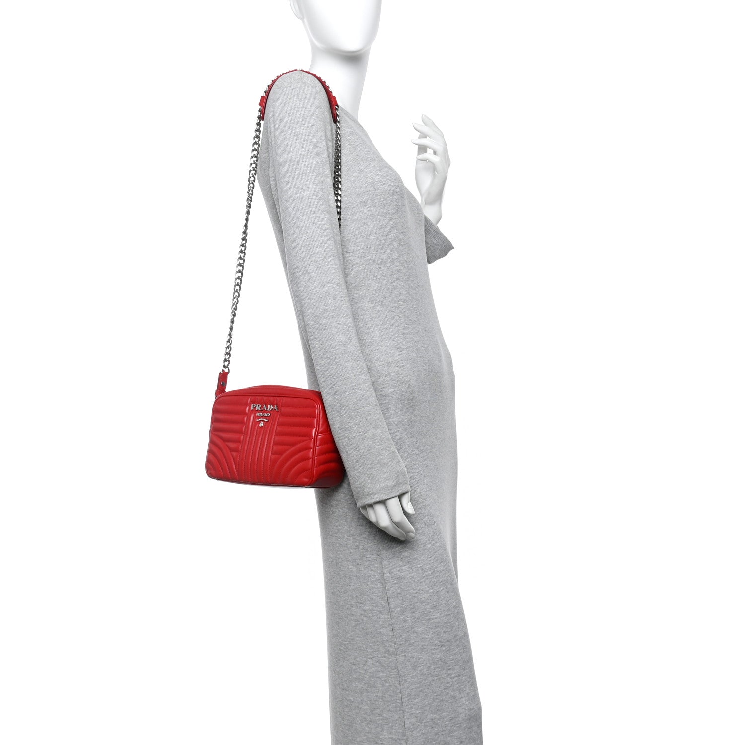 Prada Soft Calfskin Diagramme Camera Bag Rosso 2 of 13