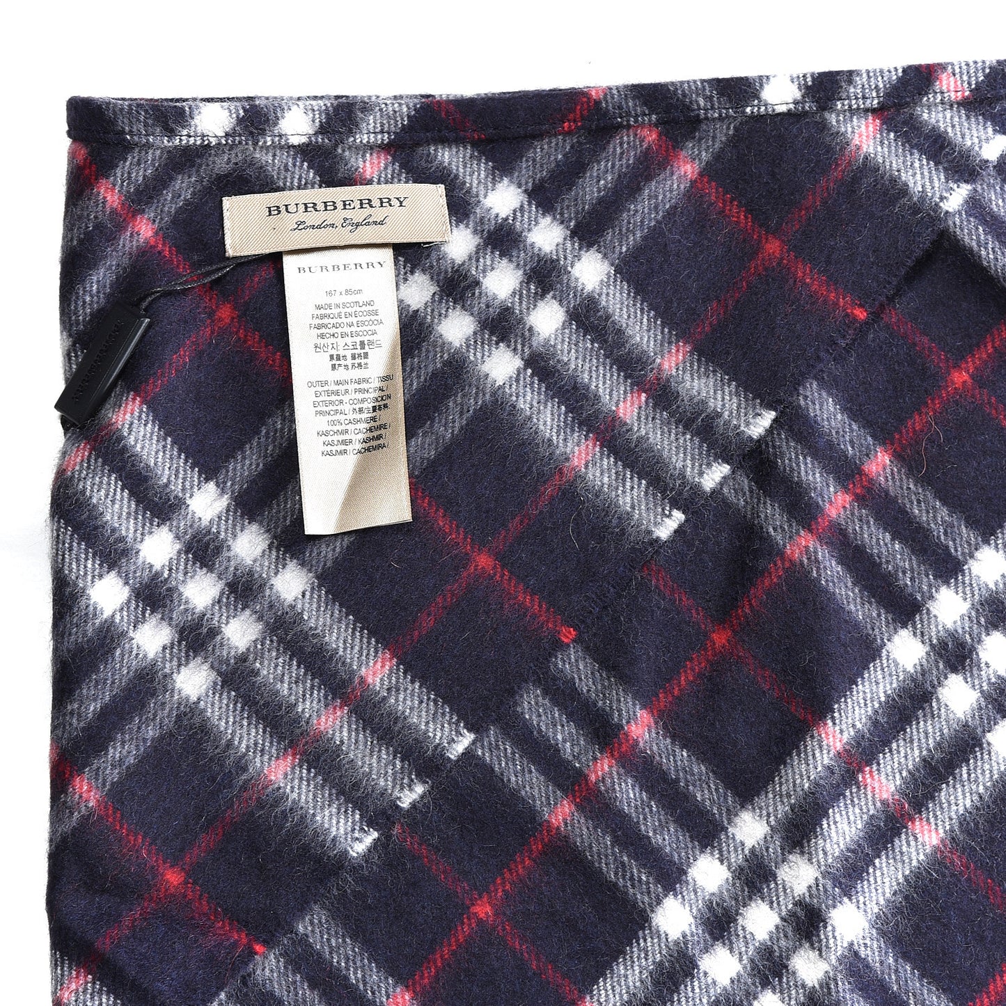 Cashmere Vintage Check Bandana Scarf Blue