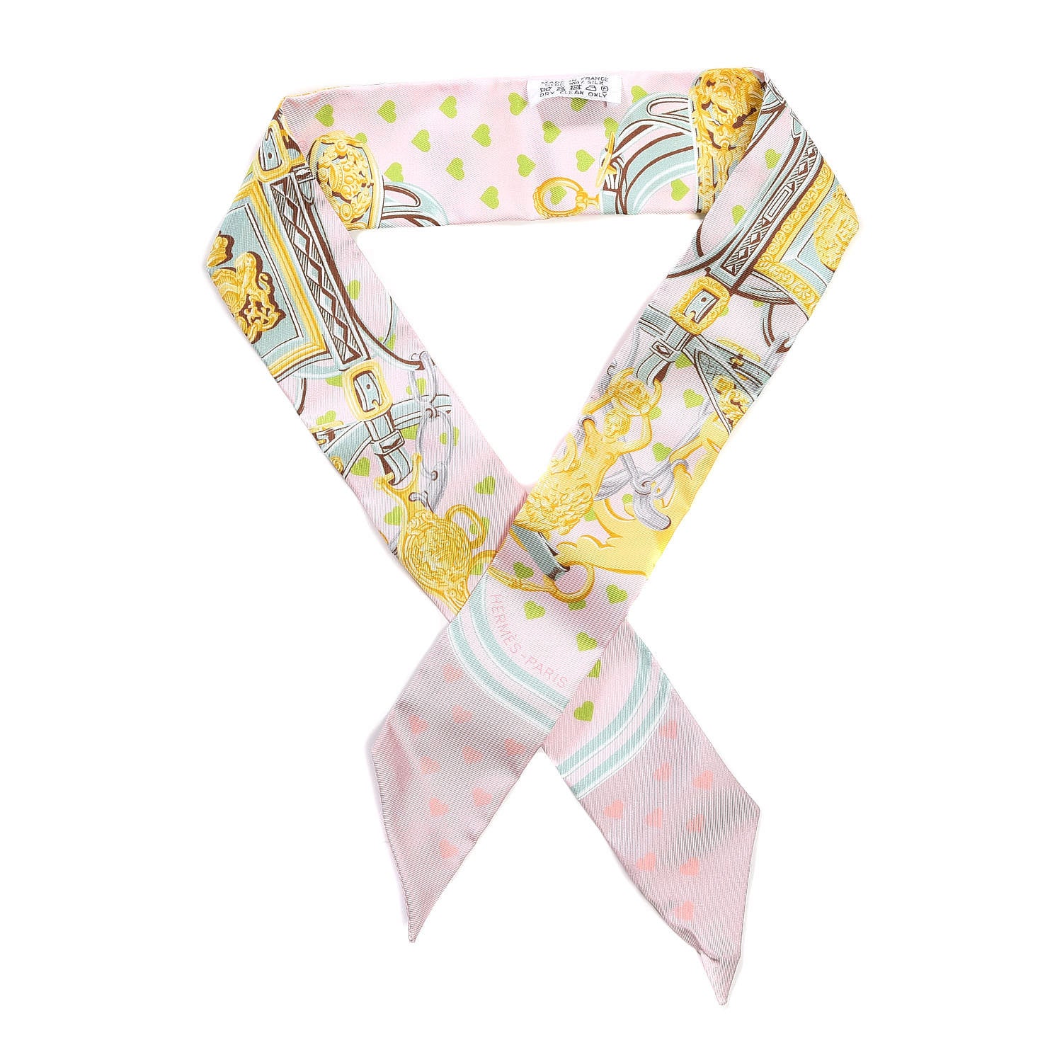 Hermes Silk Brides De Gala Love Twilly Parme Vert D Eau Vieux Rose 1 of 4