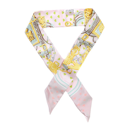 Hermes Silk Brides De Gala Love Twilly Parme Vert D Eau Vieux Rose 1 of 4