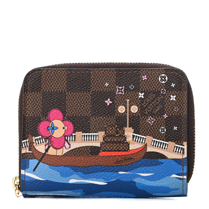 Louis Vuitton Damier Ebene 2019 Christmas Animation Zippy Coin Purse Blue 1 of 8