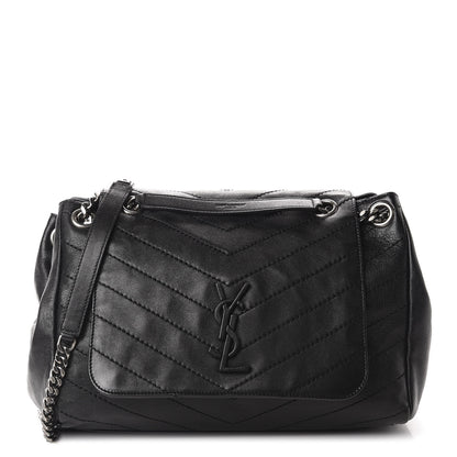 Saint Laurent Pebbled Lambskin Chevron Monogram Large Nolita Black 1 of 10