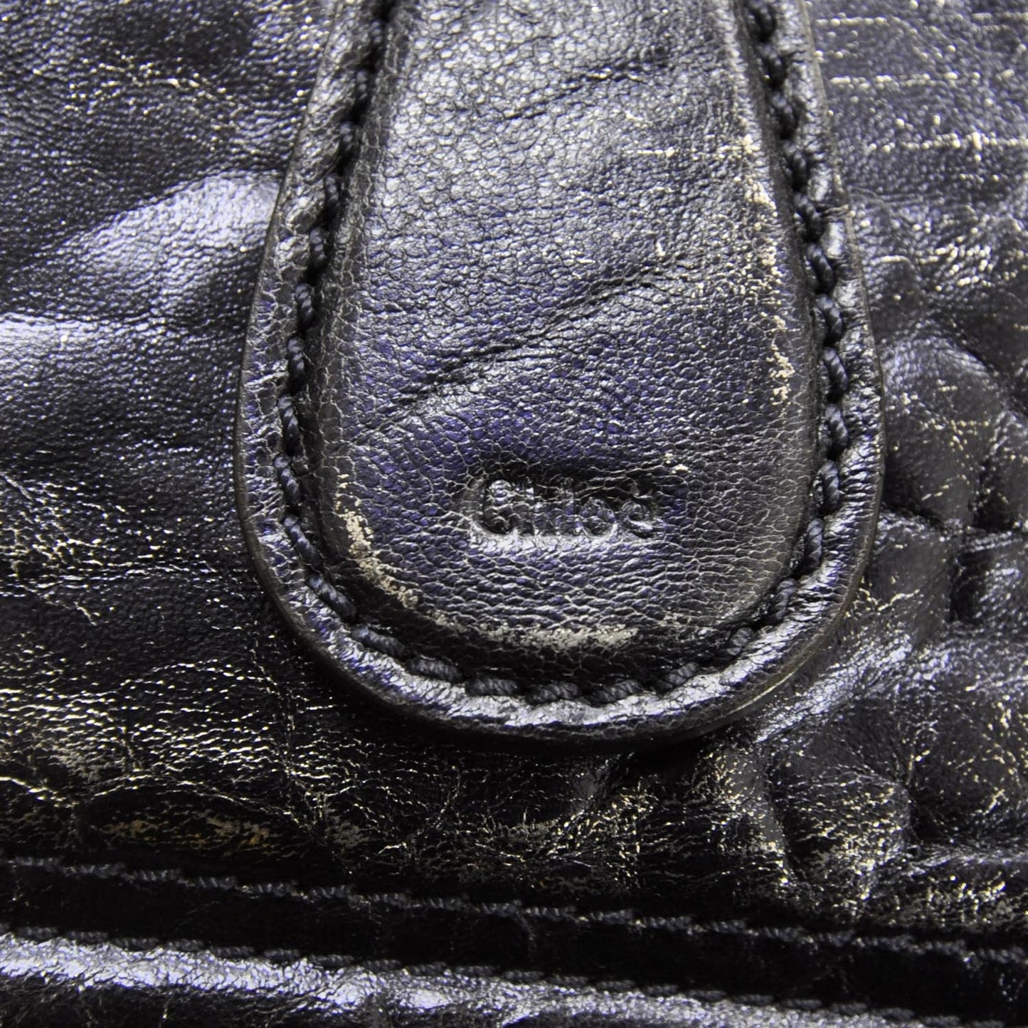 Leather Large Bay Tote Metallic Navy