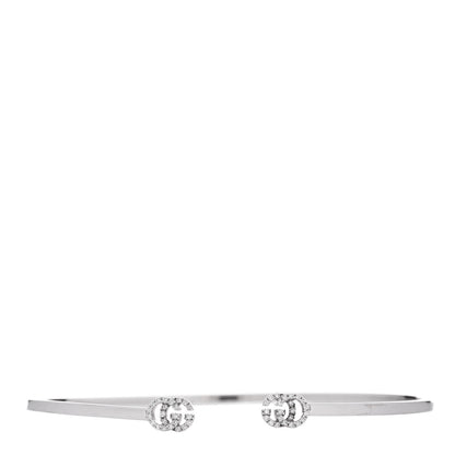 Gucci 18K White Gold Diamond GG Running Cuff Bracelet 1 of 5