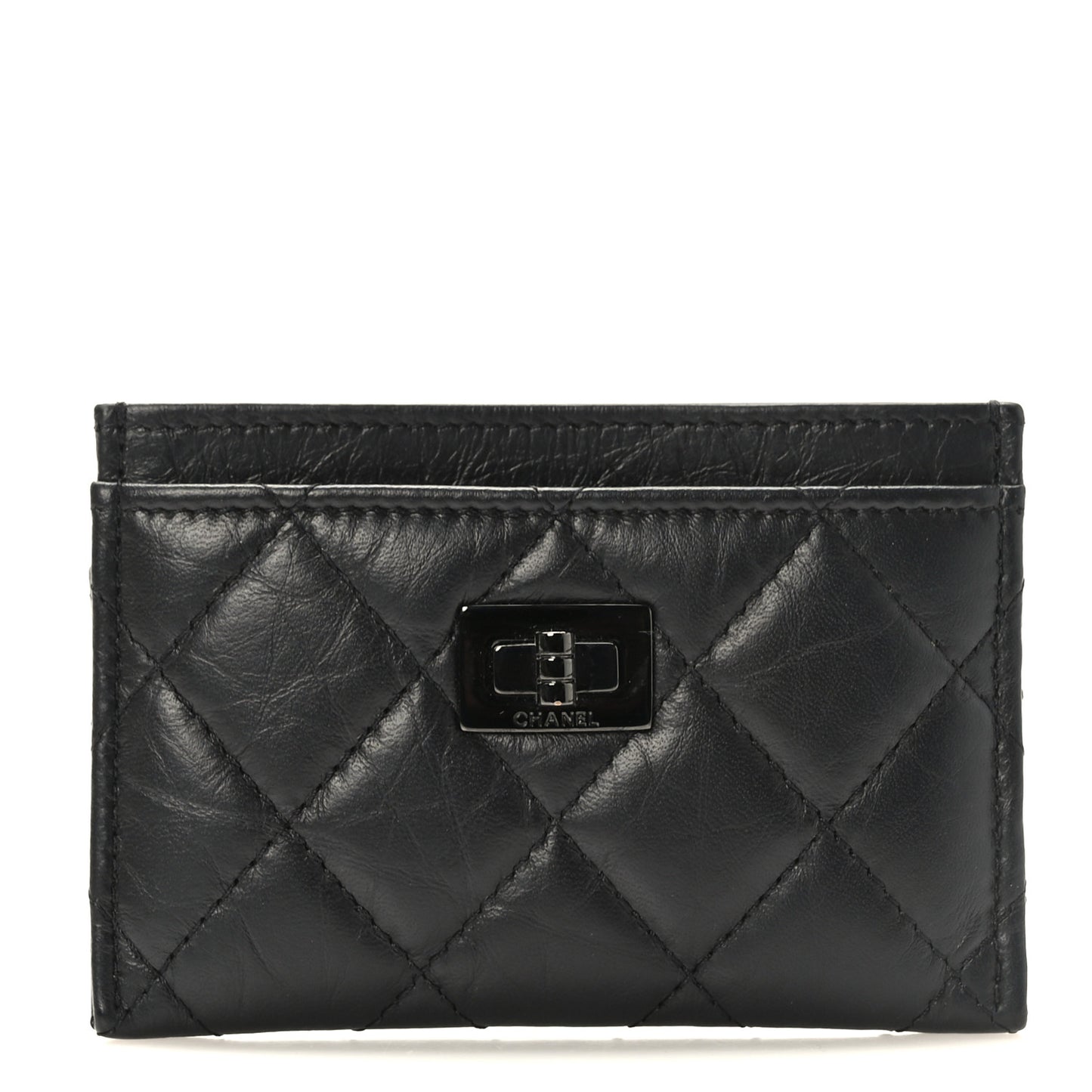 Aged Calfskin Quilted Reissue Card Holder So Black