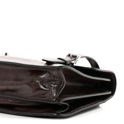 Prada Glossy Calfskin Medium Sound Shoulder Bag Dark Brown 9 of 10