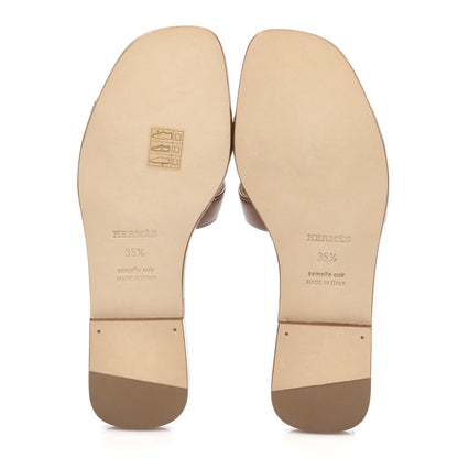 Hermes Box Calfskin Oran Sandals 35.5 Gold 5 of 9