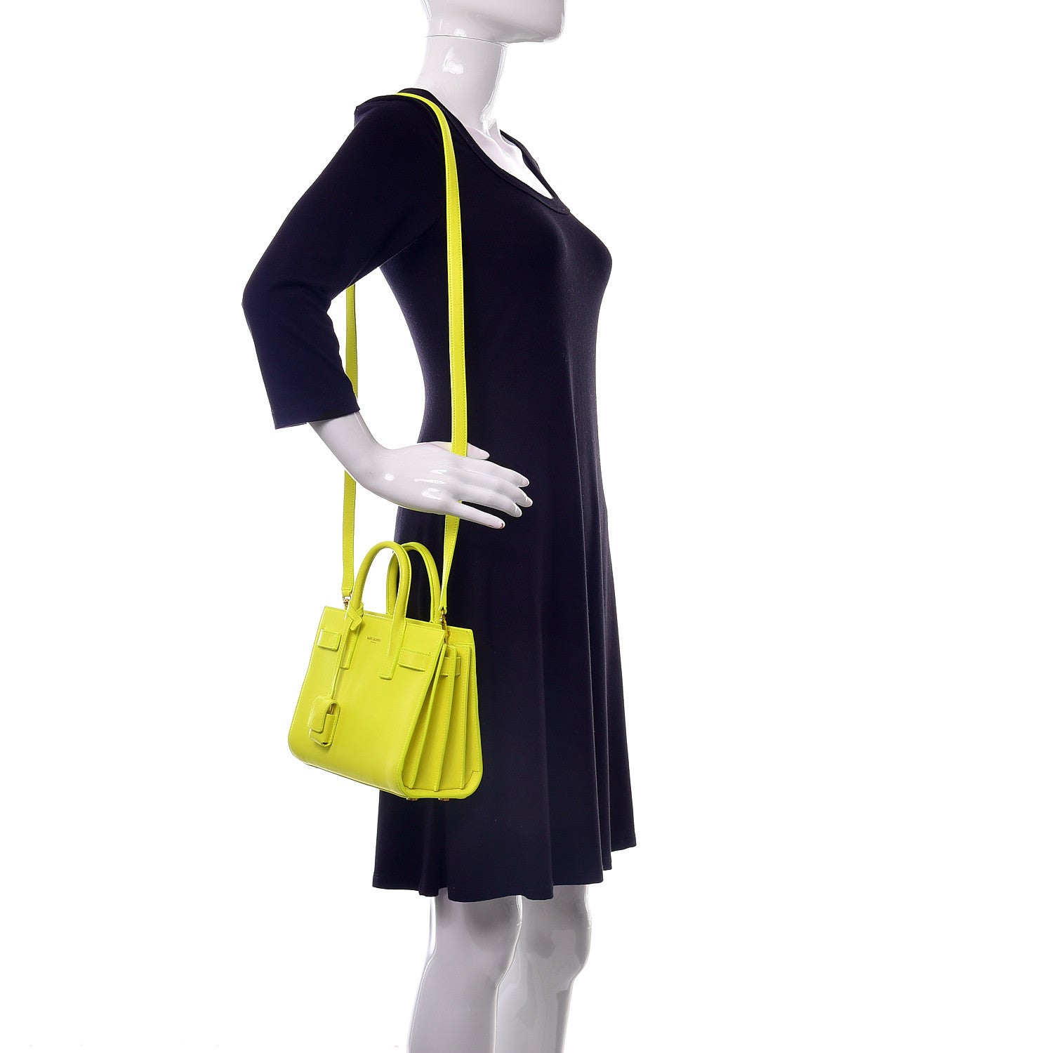 Saint Laurent Calfskin Nano Sac De Jour Neon Yellow 2 of 11
