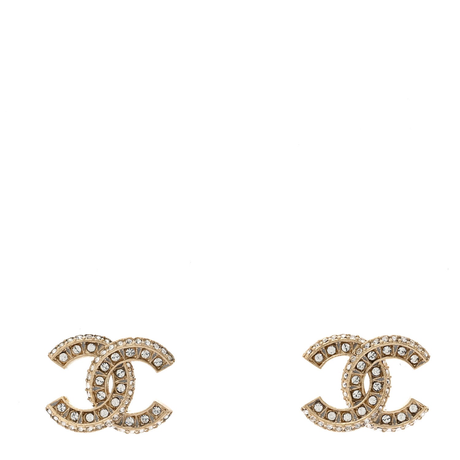 Chanel Crystal CC Earrings Gold 1 of 5