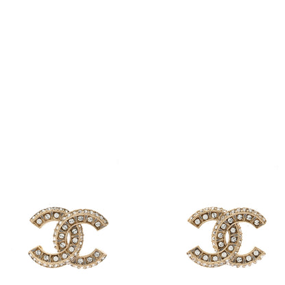 Chanel Crystal CC Earrings Gold 1 of 5