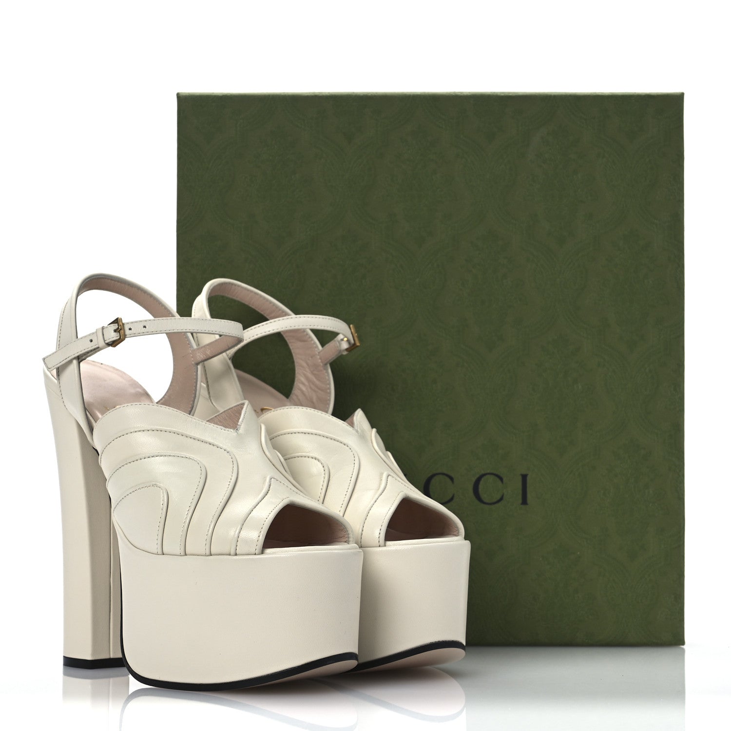 Gucci Malaga Kid Keyla Platform 60/155mm Slingback Sandals 35.5 Mystic White 36 of 36