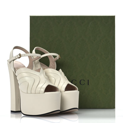 Gucci Malaga Kid Keyla Platform 60/155mm Slingback Sandals 35.5 Mystic White 36 of 36