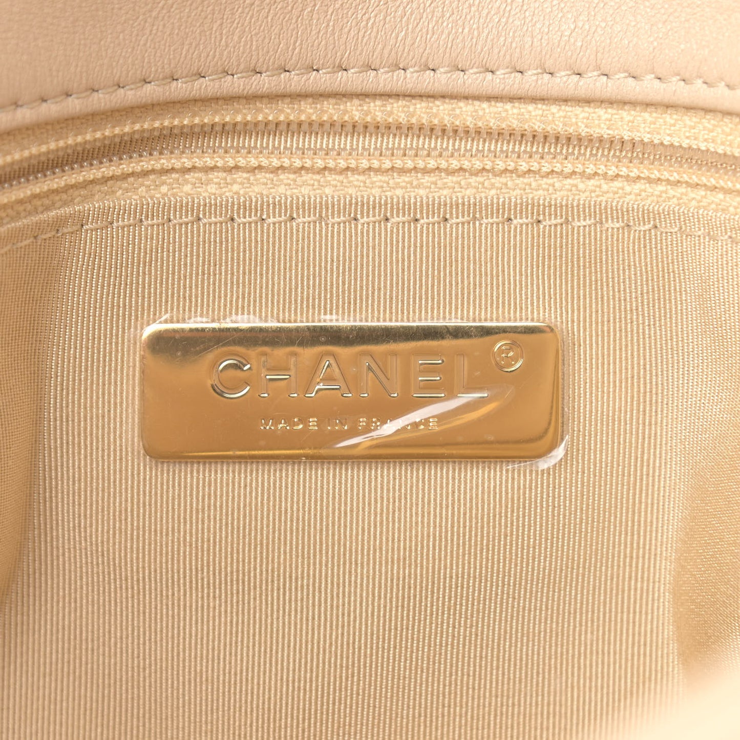 Lambskin Quilted Medium Chanel 19 Flap Beige