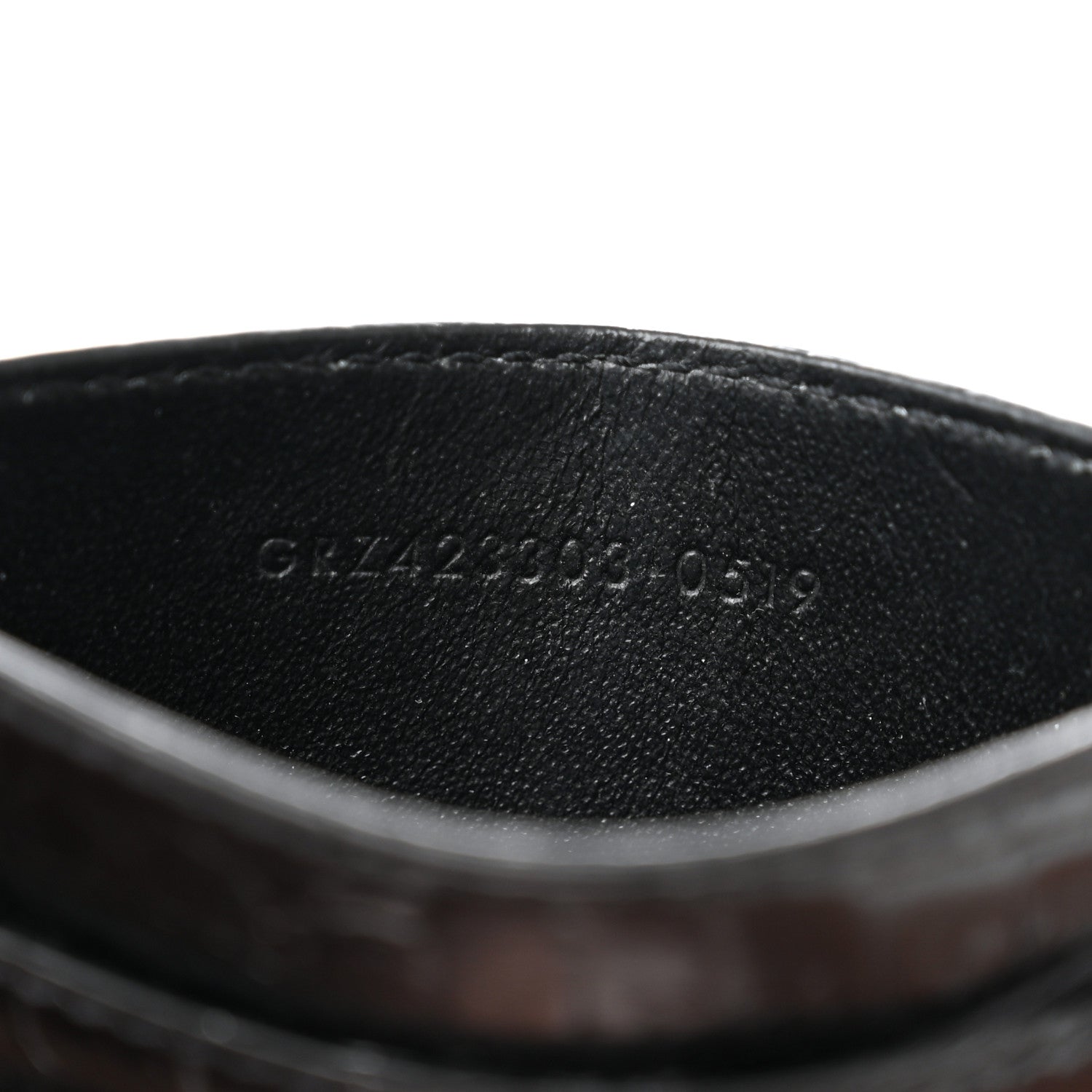 Saint Laurent Calfskin Crocodile Embossed Monogram Credit Card Case Black 7 of 8