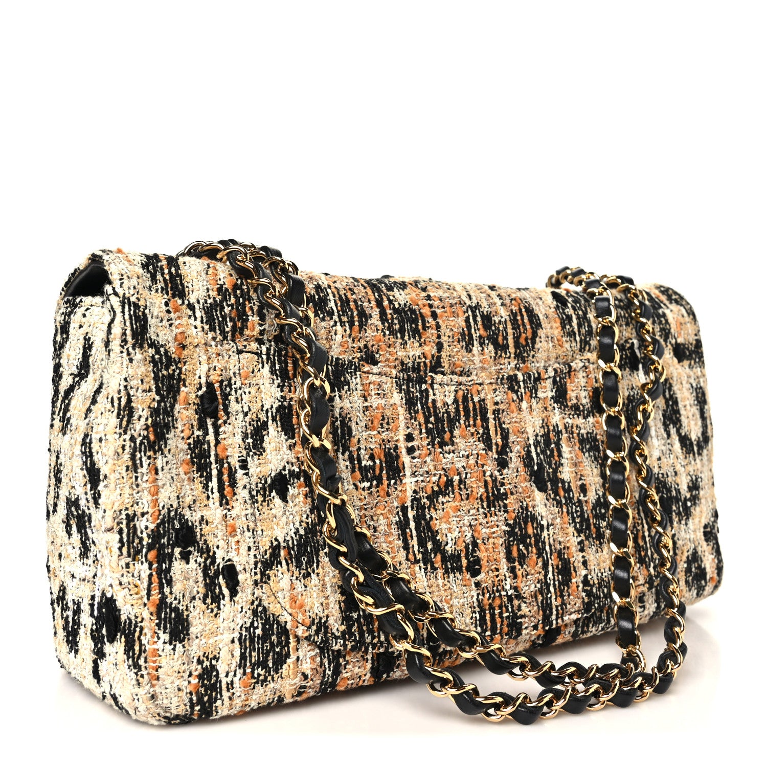Chanel Tweed Mixed Fibers Leopard Print Small Souplissimo Maxi Flap Brown Black White 3 of 11