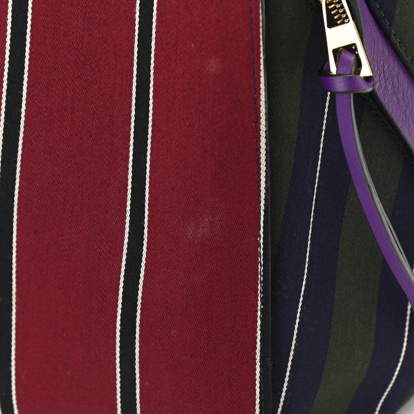 Canvas Calfskin Stripes Hammock Shoulder Bag Blue Red