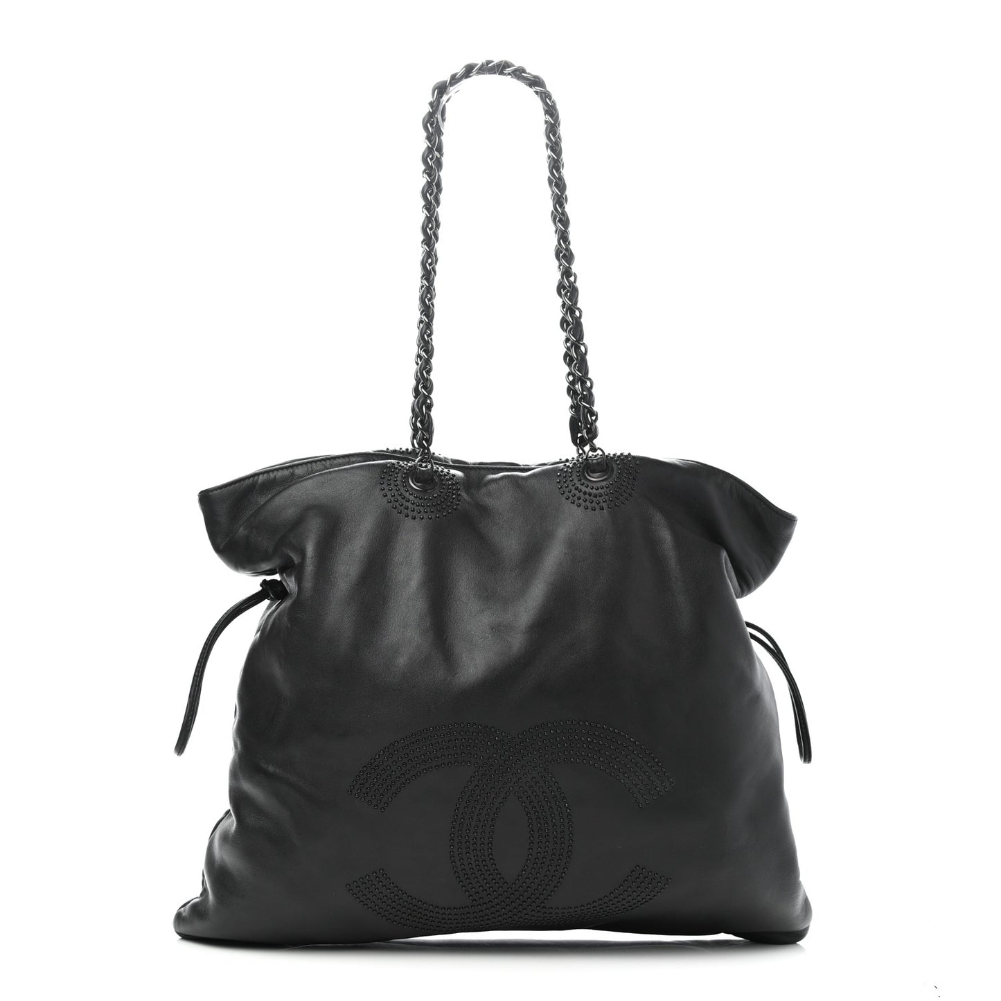 Lambskin CC Studded Bonbons Tote Black