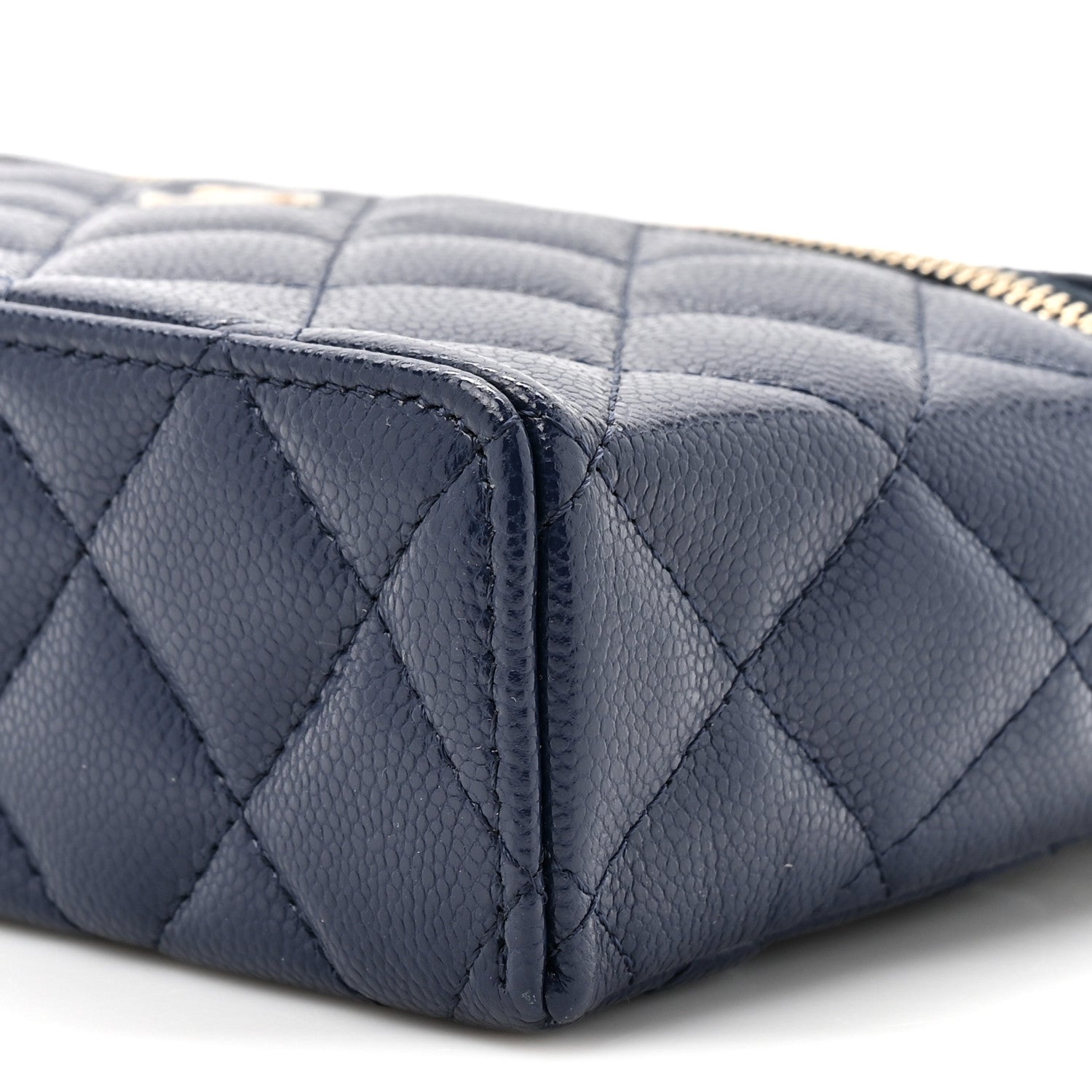 Chanel Caviar Quilted Top Handle Slim Vanity With Chain Navy 8 of 9
