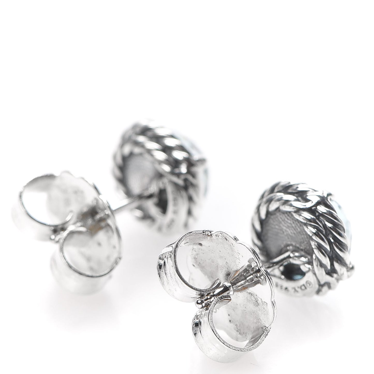 Sterling Silver Blue Topaz 10mm Chatelaine Earrings