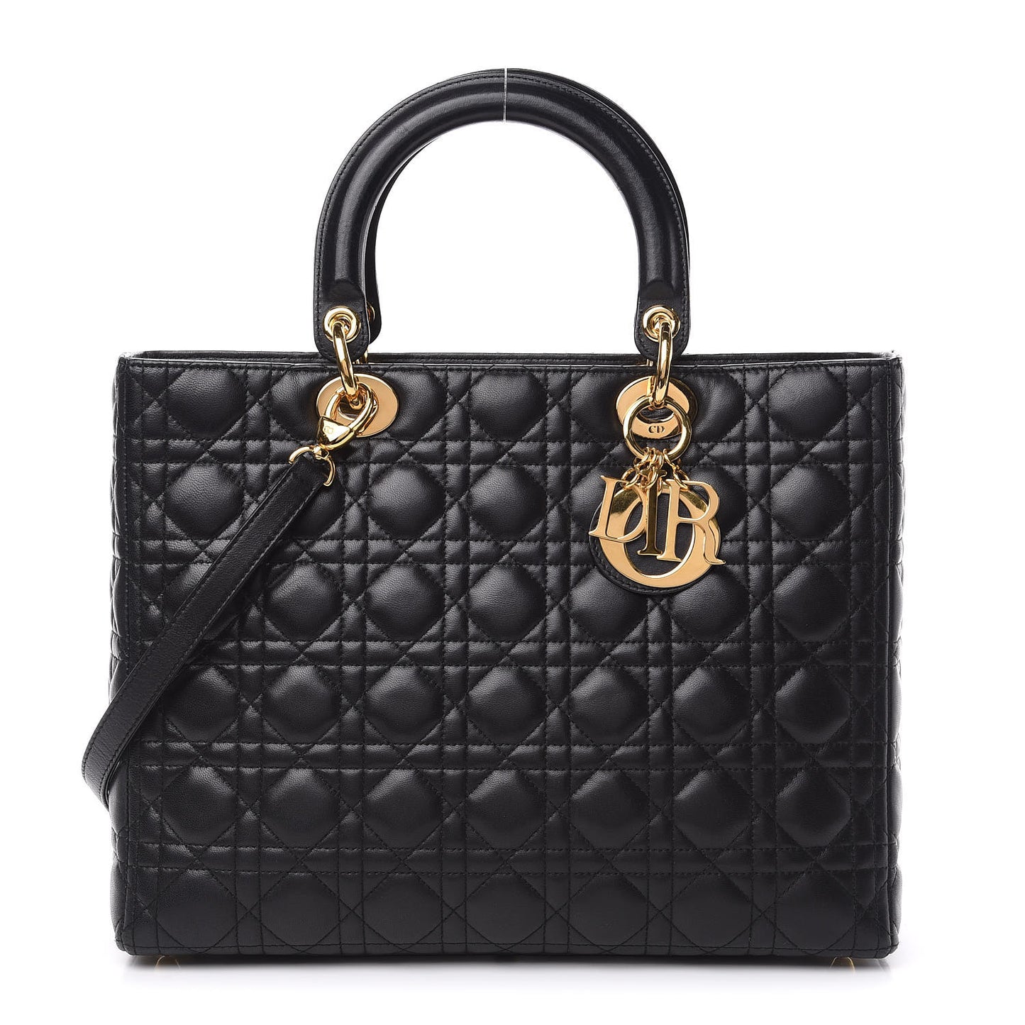 Lambskin Cannage Large Lady Dior Black