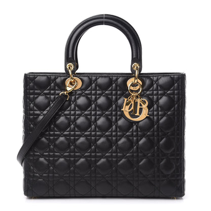 Christian Dior Lambskin Cannage Large Lady Dior Black 1 of 12