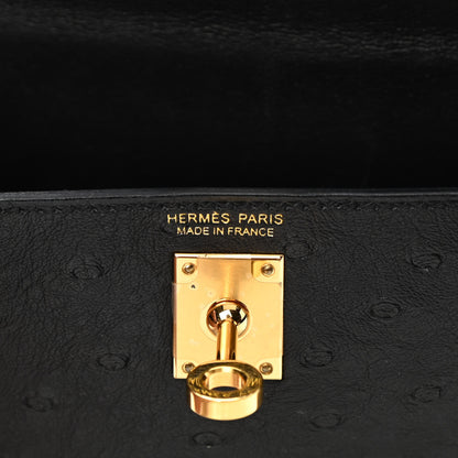 Hermes Ostrich Kelly Sellier Mini 20 Black 6 of 12