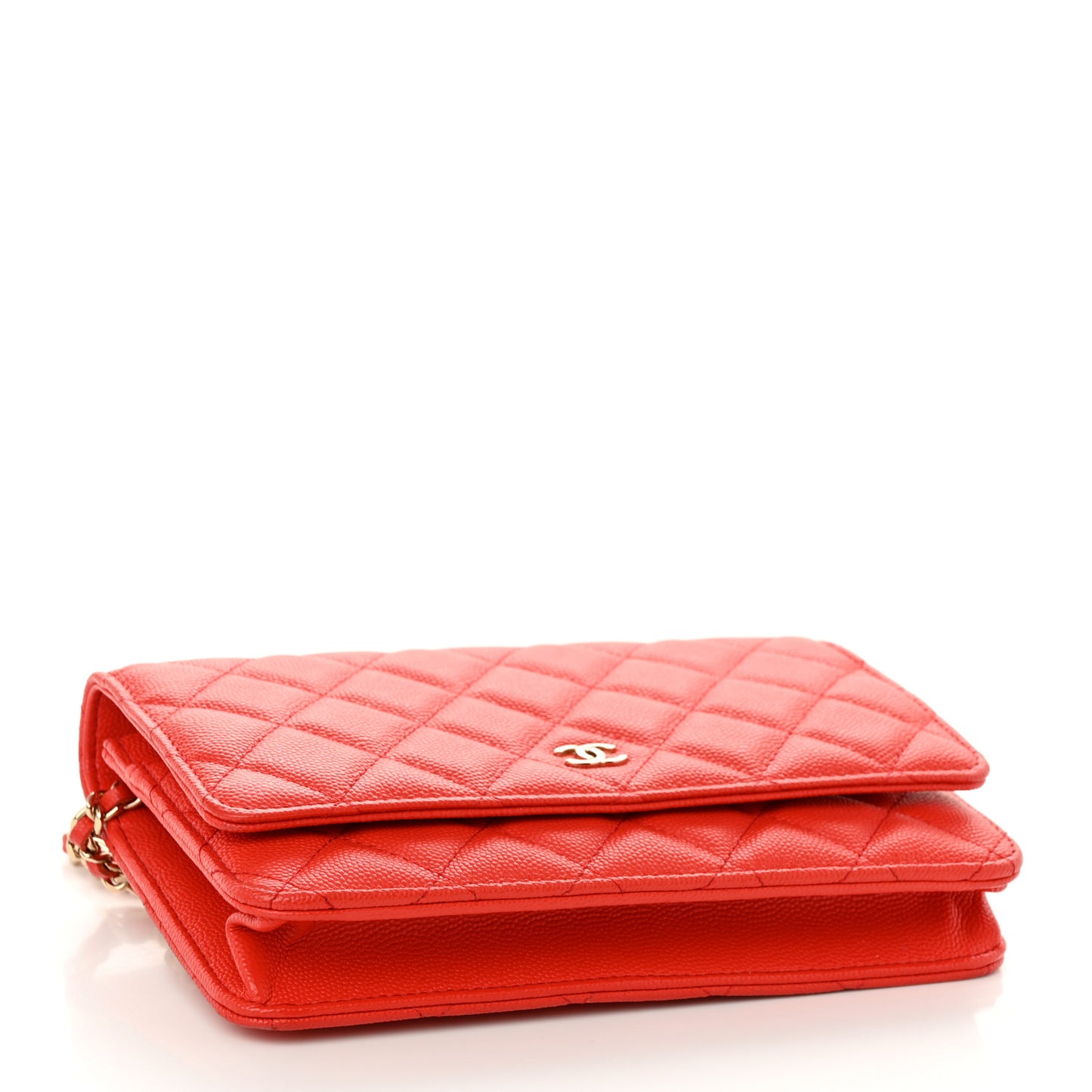Caviar Quilted Wallet on Chain WOC Red