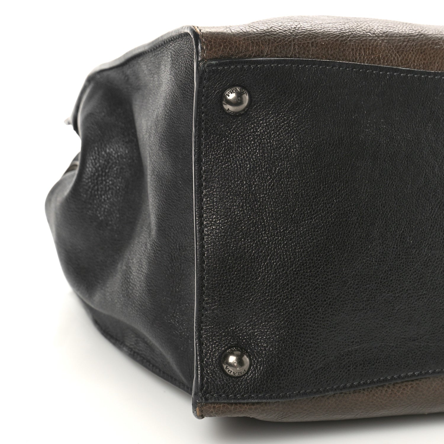 Prada Glace Calfskin Zip Tote Moro Black 7 of 12