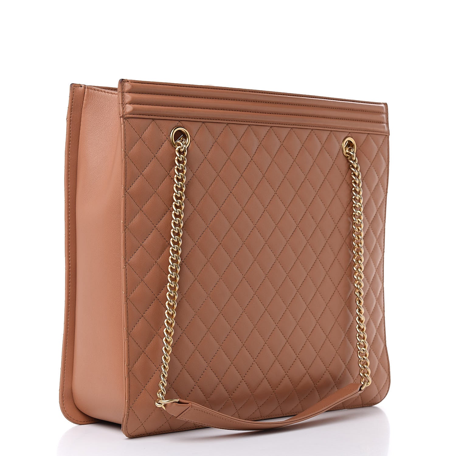 Chanel Calfskin Quilted Large Boy Tote Camel 3 of 15