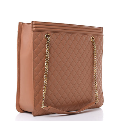 Chanel Calfskin Quilted Large Boy Tote Camel 3 of 15