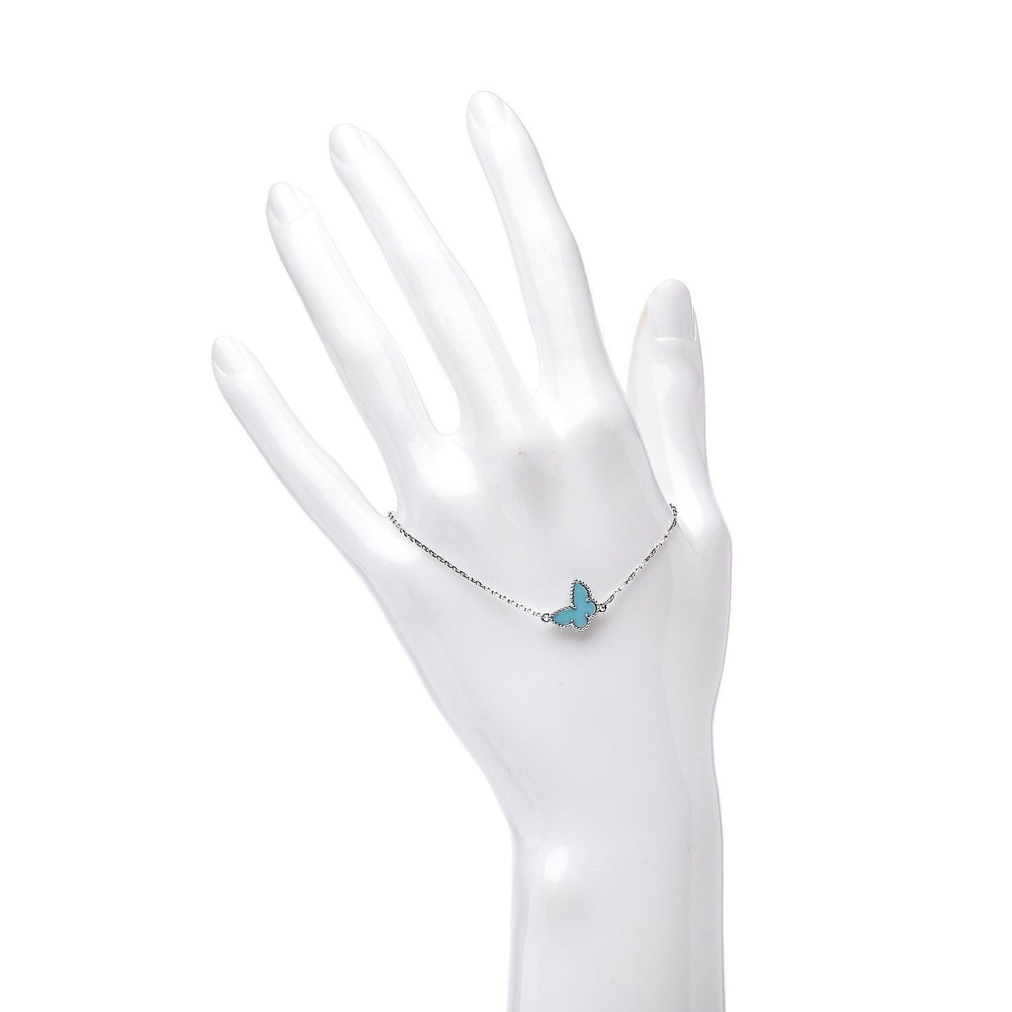 18K White Gold Turquoise Sweet Alhambra Butterfly Bracelet