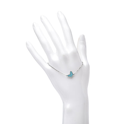 Van Cleef & Arpels 18K White Gold Turquoise Sweet Alhambra Butterfly Bracelet 2 of 7