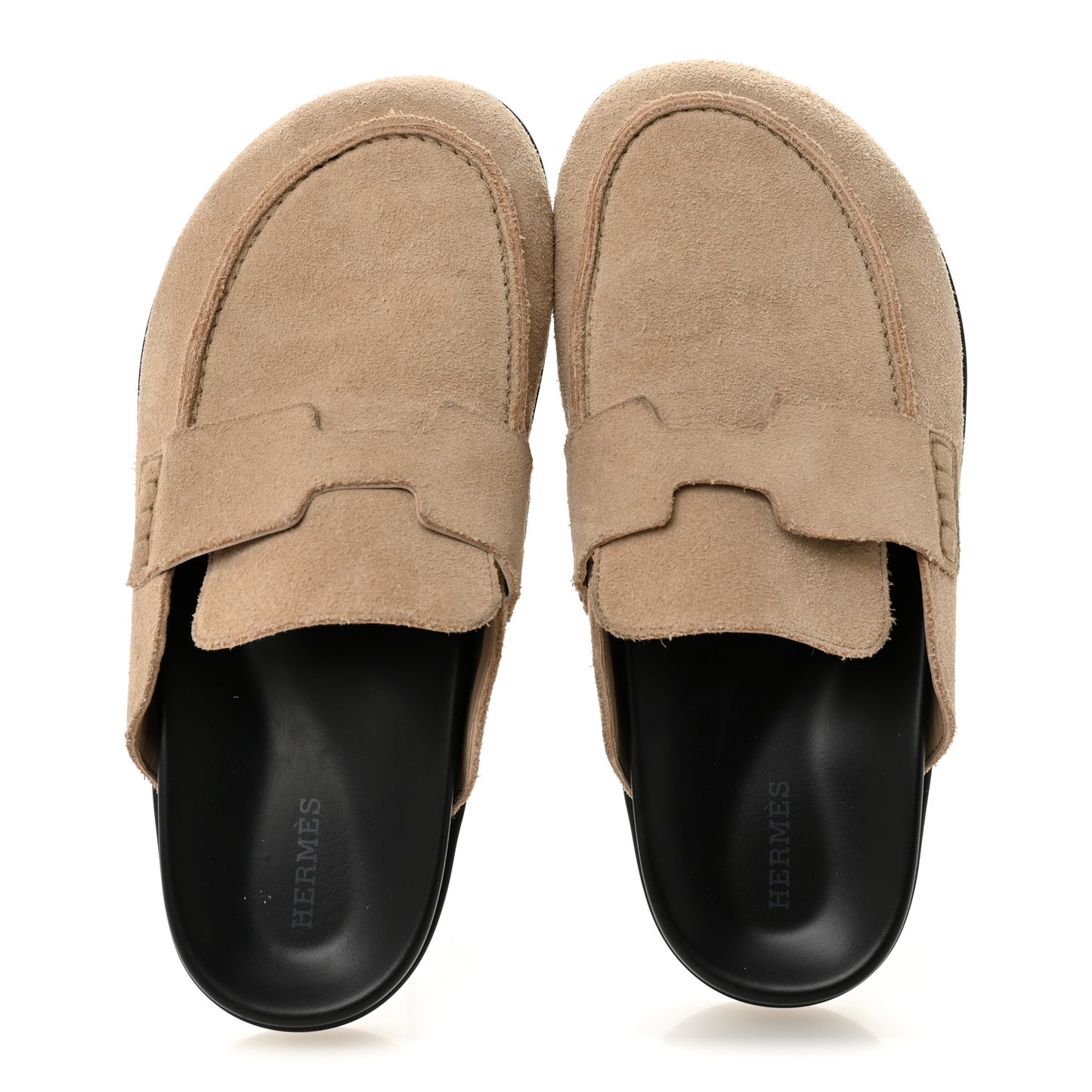 Suede Calfskin Womens Go Mules 38 Beige Argile