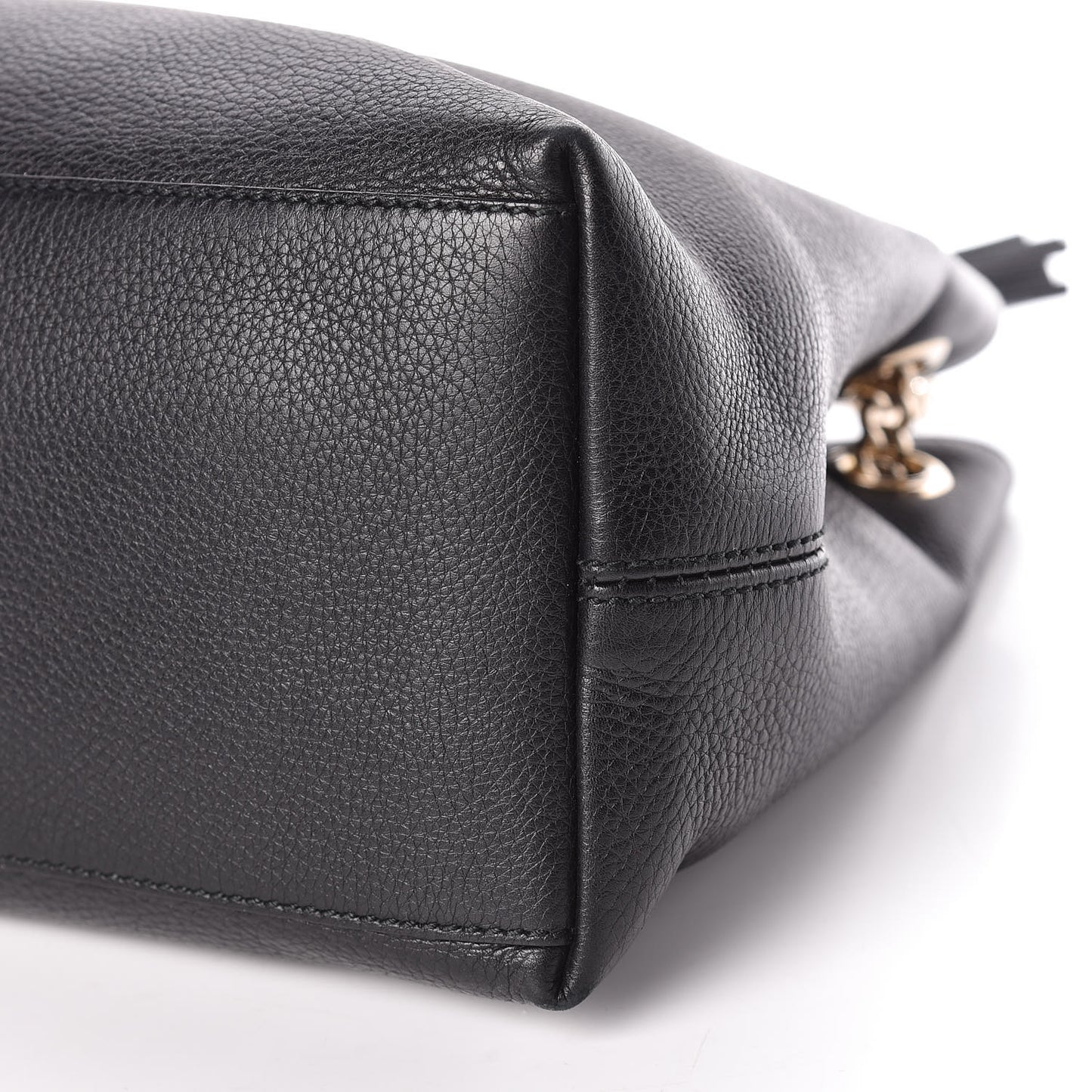 Pebbled Calfskin Medium Soho Chain Shoulder Bag Black