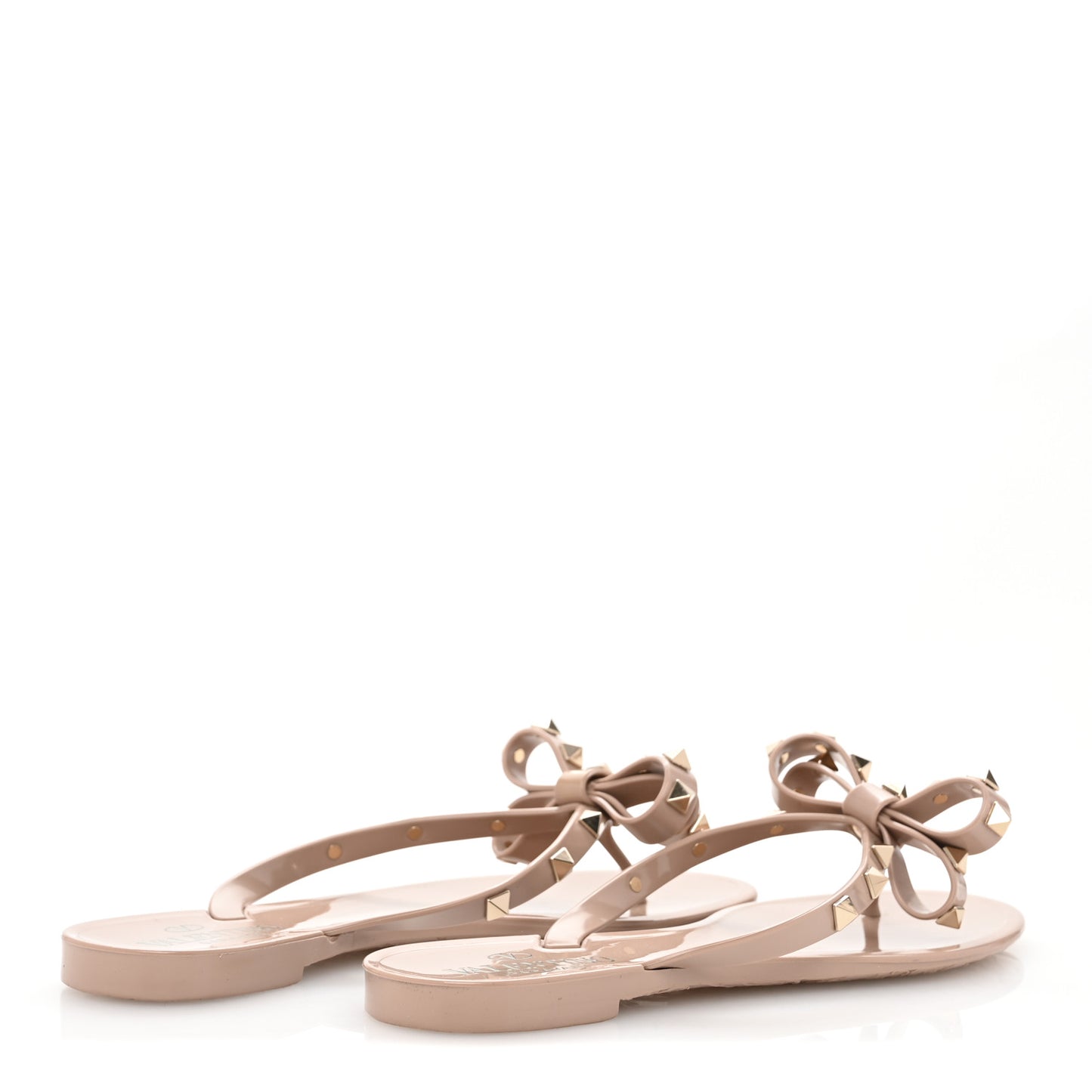 PVC Jelly Rockstud Bow Thong Sandals 37 Poudre