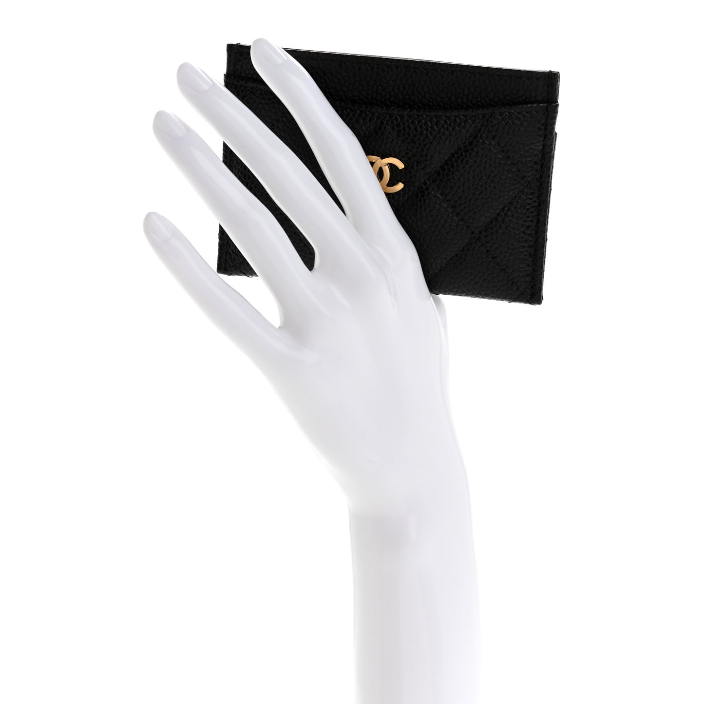 Caviar Quilted Card Holder Black