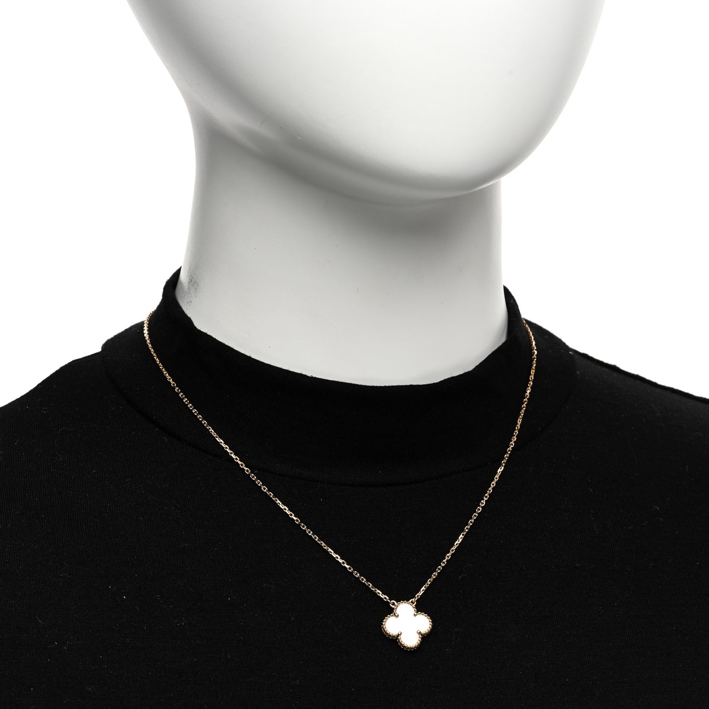 18K Yellow Gold Mother of Pearl Vintage Alhambra Pendant Necklace