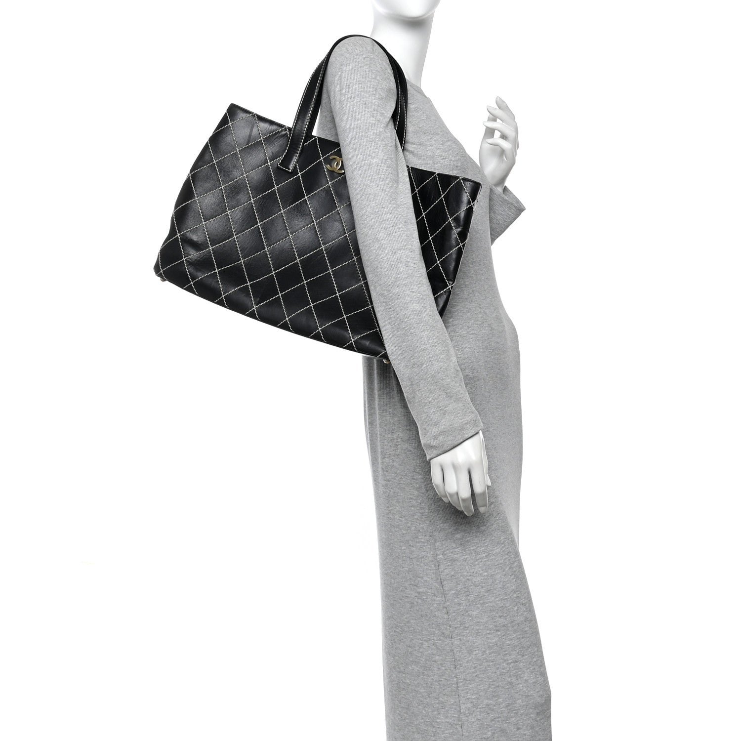 Chanel Calfskin Wild Stitch Large Tote Black 2 of 10