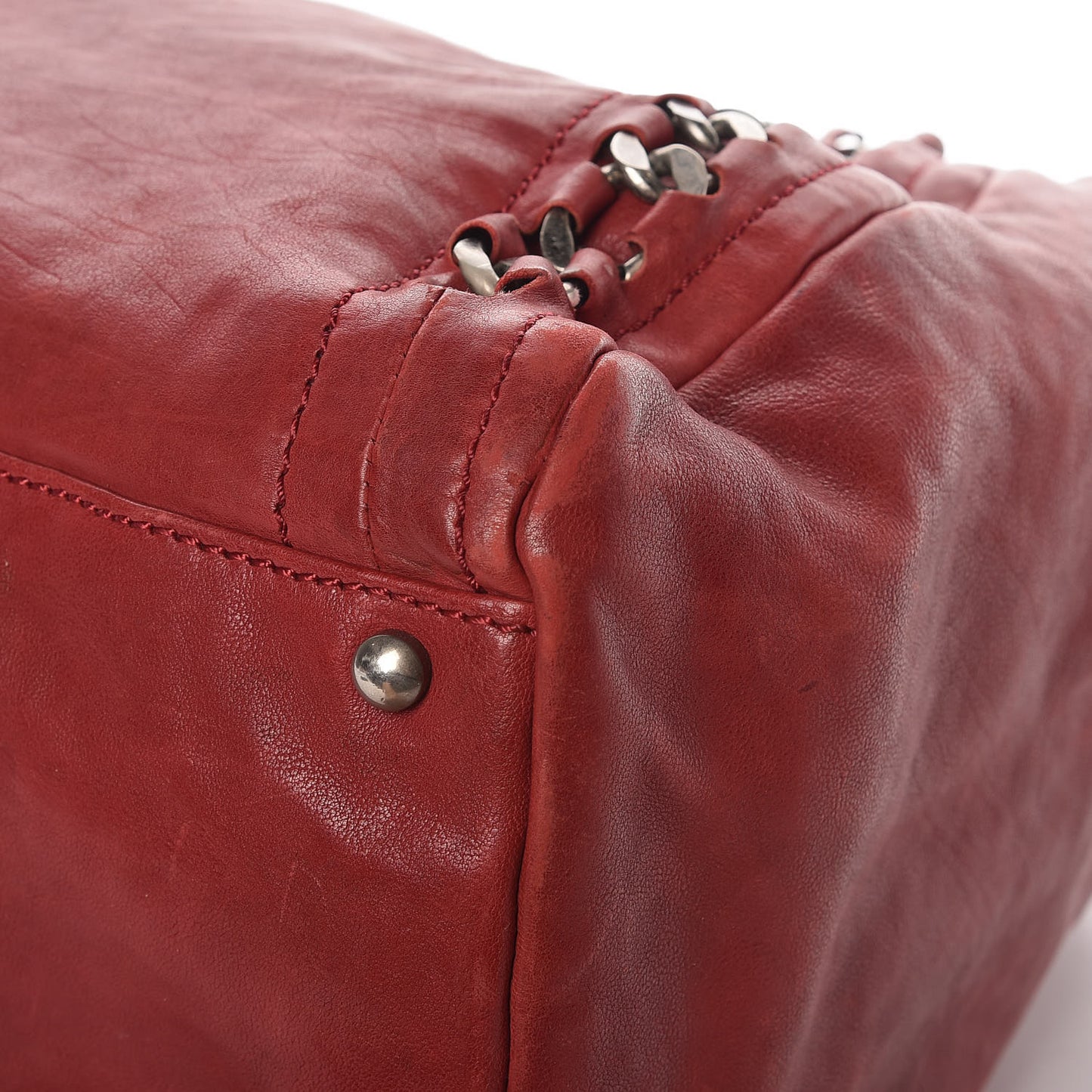 Calfskin Large East West Modern Chain Tote Red