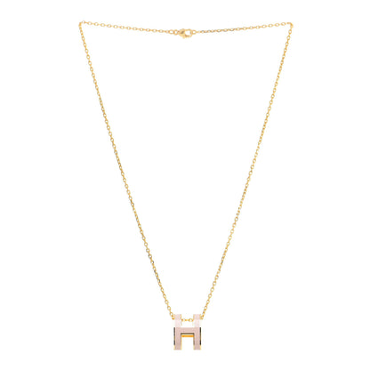 Hermes Lacquered Gold Pop H Pendant Necklace Rose Dragee 3 of 7