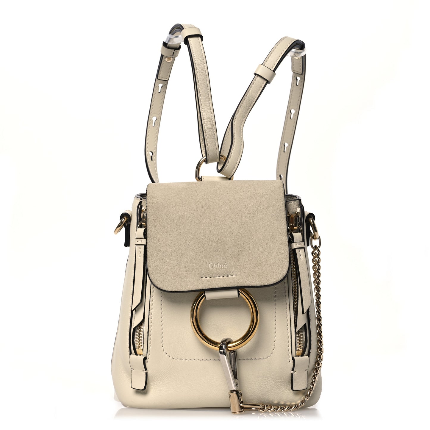 Suede Calfskin Mini Faye Backpack Off White