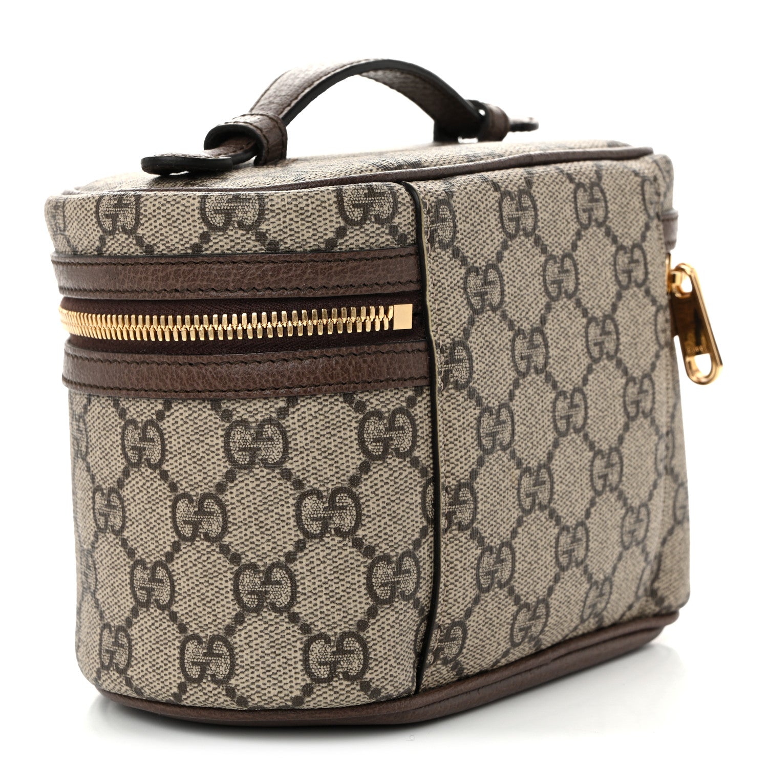 Gucci GG Supreme Monogram Textured Calfskin Web Ophidia Vanity Cosmetic Case Beige Ebony New Acero 3 of 10