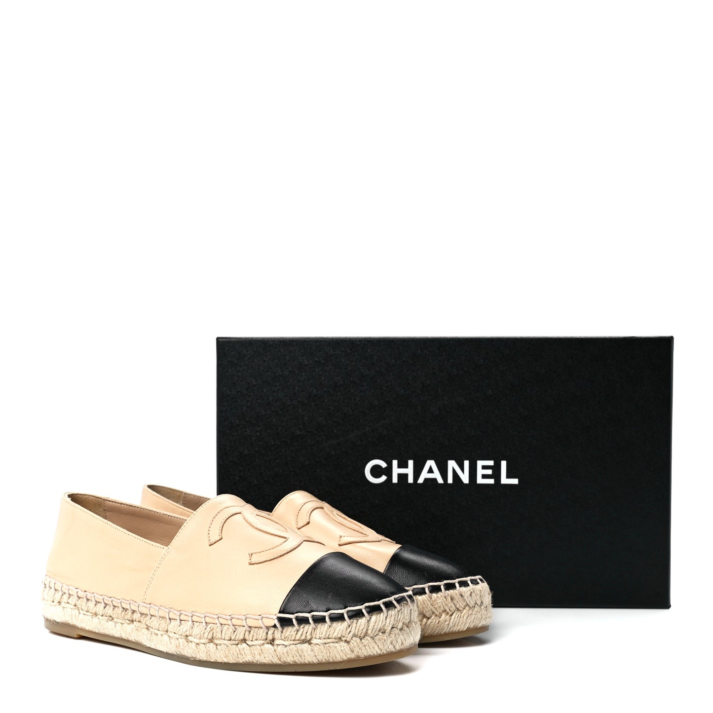 Lambskin CC Espadrilles 36 Beige Black