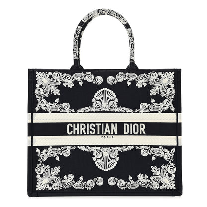 Christian Dior Canvas Embroidered Cornely Book Tote Blue White 1 of 13